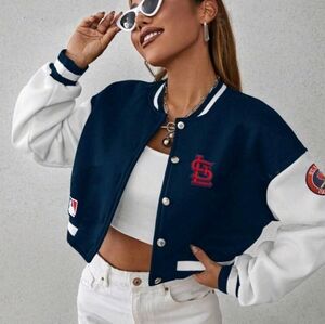 NEW cropped St. Louis Cardinals logo patch varsity jacket bomber jacket